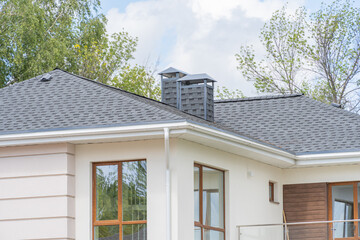 Shingles texture - close up view of asphalt roofing shingles