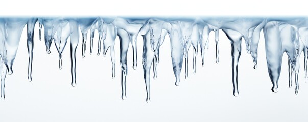 Icicles border on white background with empty copy space Generative AI