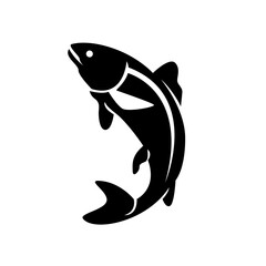 Salmon fish silhouette logo icon design illustration