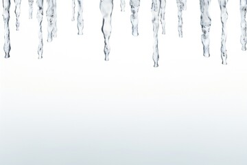 Icicles border on white background with empty copy space Generative AI