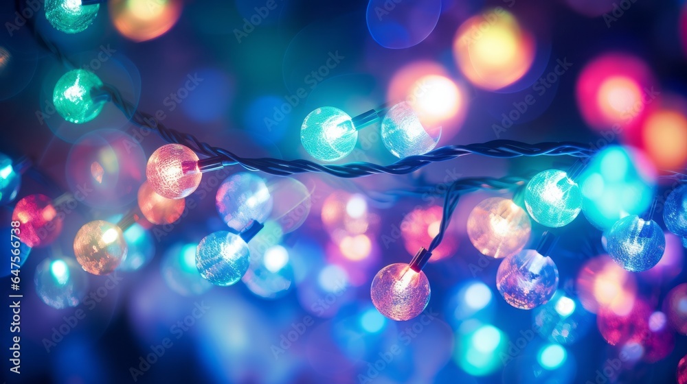Wall mural a composition of abstract colorful christmas lights, creating a bokeh effect with vibrant colors