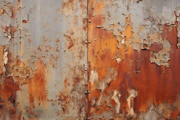 A close-up of rusty and weathered metallic surfaces in an urban environment, showcasing the effects of autumn decay
