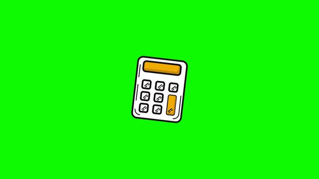 Animated Calculator icon. symbol. Thin line icon on Green Screen background. Vector illustration.