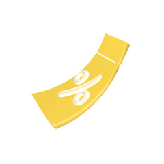 3D flying discount voucher with a percentage sign promotion coupon favorable prices elements for online sales. © yame2
