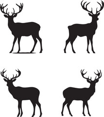 Naklejka na ściany i meble Set of deer silhouettes. Wild animal 