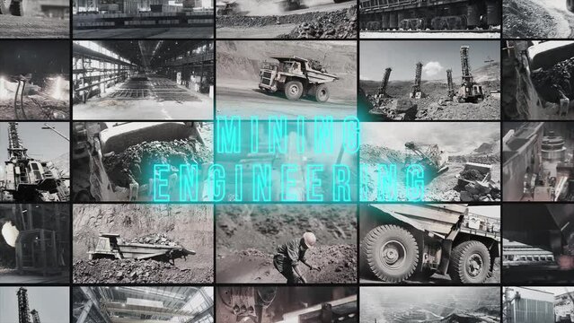 Mining engineering. Mining engineering infographics. Mining engineering opening frame.