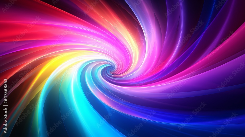 Wall mural mesmerizing abstract blue purple colorful spectrum translucent glowing vortex shape surrounded with 