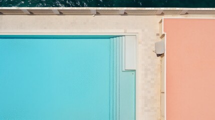 view of a minimalistic beach house pool