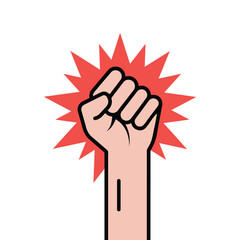 revolution protest with outline hand. concept of communism, socialism, radical, patriotic, solidarity, uprising. isolated on white background. flat style trend modern logo design vector illustration