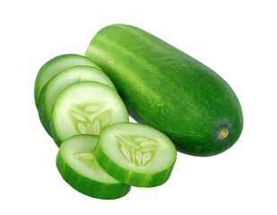 Cucumber with sliced isolated on white background