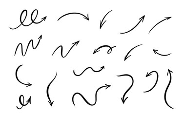 Hand drawn arrows set black color sign.