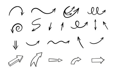 Black color different direction arrows set.