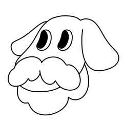 Santa dog outline Merry Christmas and Happy New year trendy retro  groovy cartoon doodle style coloring element