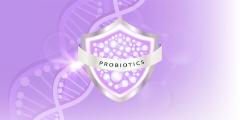 Probiotics and hyaluronic acid hair and skin solutions ad, purple collagen serum drop with cosmetic advertising background ready to use, illustration vector.