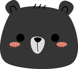 Black teddy bear head hand drawn cartoon