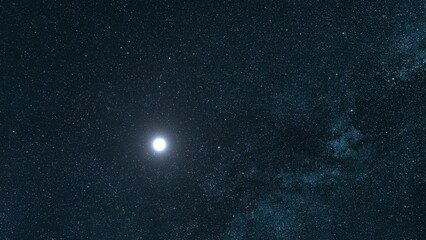 Big star and Milky way with dark cosmic background.