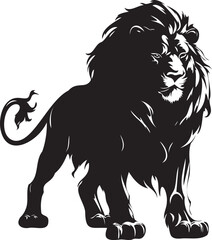 lion black and white wild animal vector