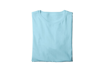 Blank isolated aqua folded crew neck t-shirt template