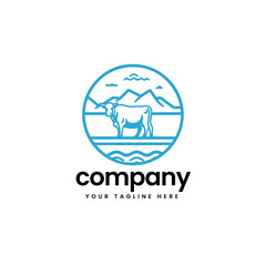 head of buffalo cow cart bull cattle dairy farm pet mascot emblem sports logo illustration icon flat t shirt design