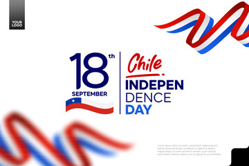 Chile independence day logotype september 18th with flag background