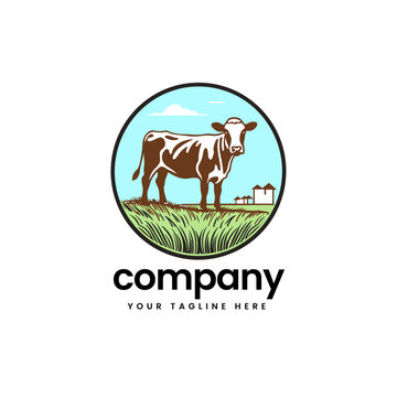 colorful buffalo cow cart bull cattle dairy farm pet mascot emblem sports logo illustration icon flat t shirt design