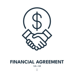 Financial Agreement Icon. Contract, Treaty, Transaction. Editable Stroke. Simple Vector Icon