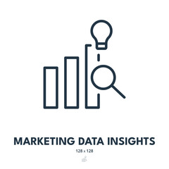 Marketing Data Insights Icon. Statistics, Chart, Metrics. Editable Stroke. Simple Vector Icon