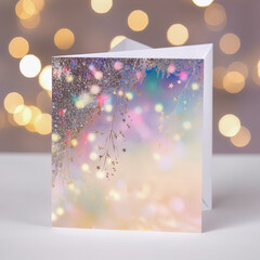 Greeting card, winter season festive background mock up template. template for design