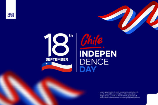Chile independence day logotype september 18th with flag background