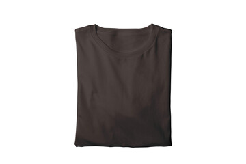 Blank isolated brown folded crew neck t-shirt template