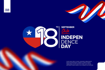 Chile independence day logotype september 18th with love flag icon