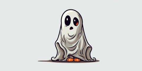 Obraz premium Cartoon of a ghost on a white background. Generative AI.