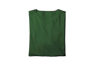 Blank isolated green folded crew neck t-shirt template