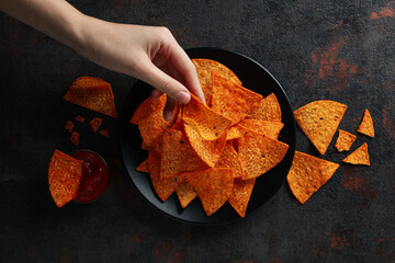 Concept of junk food and snacks - corn chips