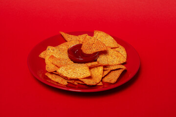 Concept of tasty food and snacks - corn chips