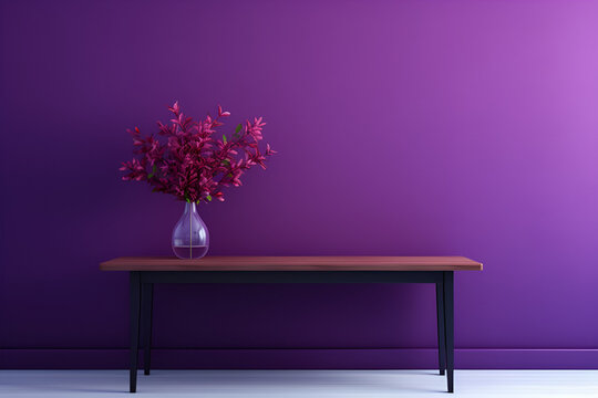 Contemporary Purple Wall with Floral Accent