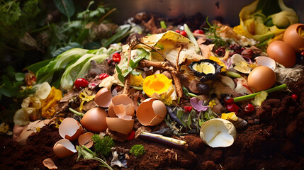 Compost pile food waste