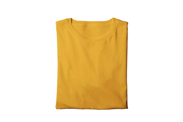 Blank isolated orange folded crew neck t-shirt template