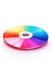 Color CD on a white background. Compact disc. Generative AI.