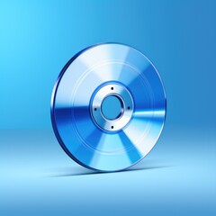 Blue CD on a blue background. Compact disc. Generative AI.