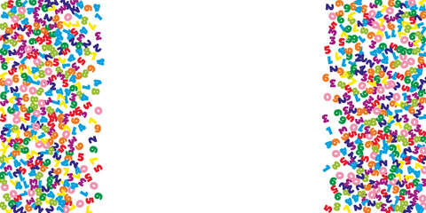 Falling colorful numbers. Math study concept with flying digits.