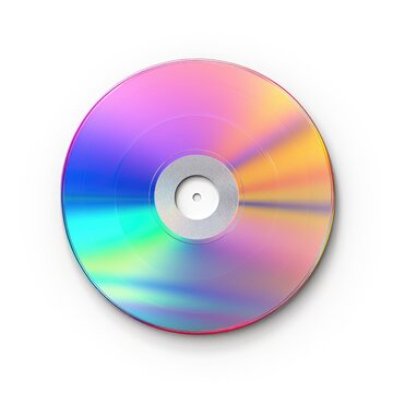Color CD on a white background. Compact disc. Generative AI.