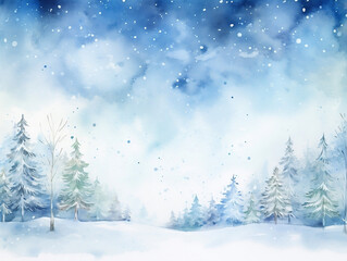 Winter landscape. Watercolor painting. - 647576971