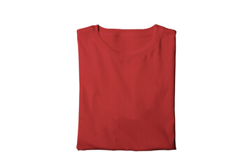 Blank isolated red folded crew neck t-shirt template