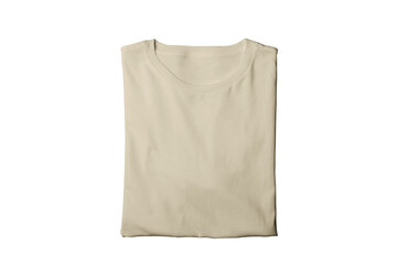 Blank isolated tan folded crew neck t-shirt template