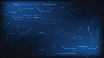 Hi tech digital circuit board. AI pad and electrical lines connected on blue lighting background. futuristic technology design element concept