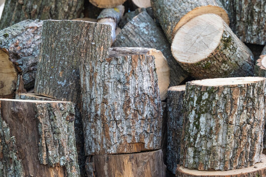 background of cut oak firewood