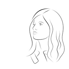 Abstract Woman face. Continuous line drawing. vector
