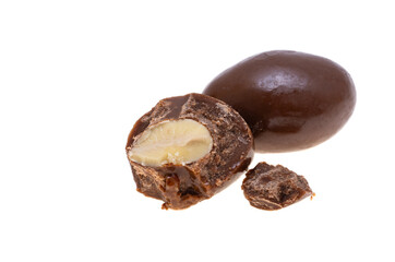 nuts in chocolate glaze isolated