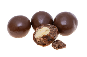 nuts in chocolate glaze isolated